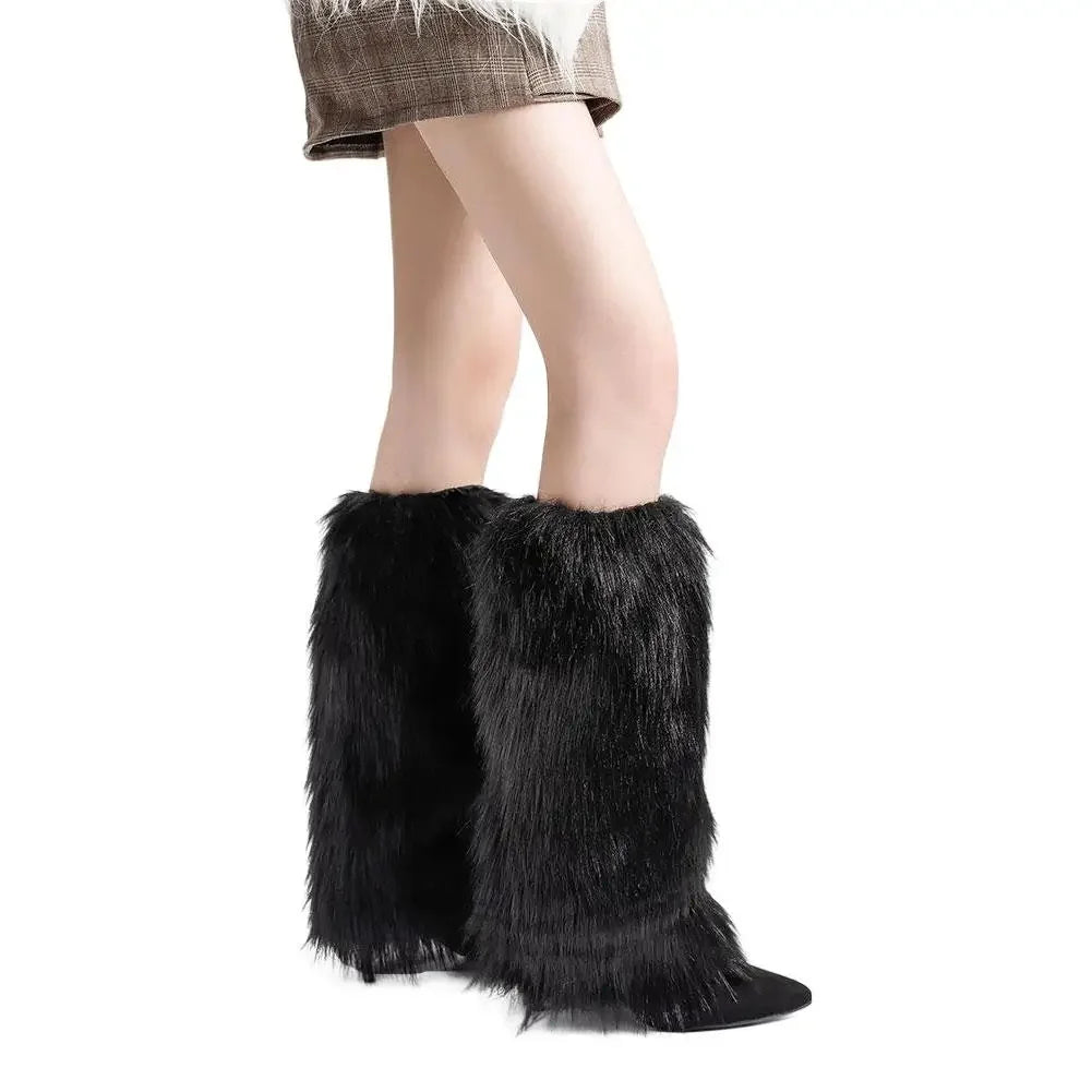 Women Faux Fur Leg Warmers Women Fall Leggings Jk Boots Stocking Girls Lolita Punk Boot Cover Harajuku Fur Foot Warming Cover Peaceful Pleasures Health and Wellness black 35-39