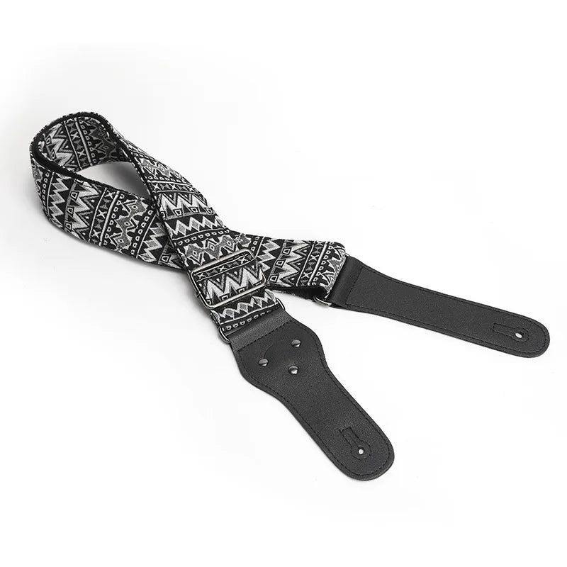 P&p Boho Embroidered Guitar Strap Cotton Adjustable Acoustic Electric