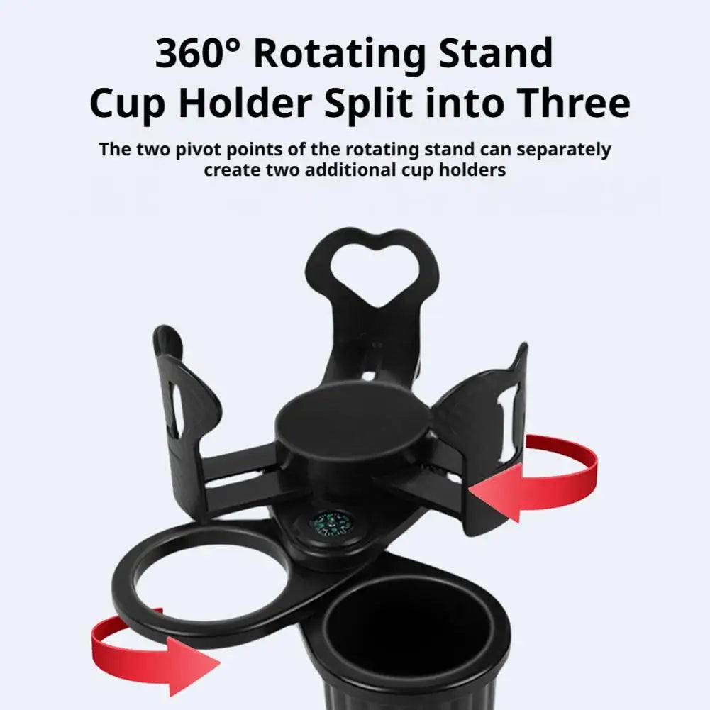 New Universal Car Water Cup Holder Expander 3‑Slot Multifunctional Drink Holder Anti‑Shock Auto Cup Organizer with Compass Peaceful Pleasures Health and Wellness
