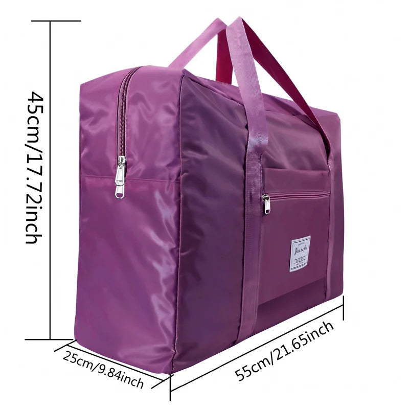 S-XL Multifunctional Folding Travel Bags Waterproof Single Shoulder Hand Luggage Bag Large Capacity Portable Luggage Storage Peaceful Pleasures Health and Wellness Deep purple