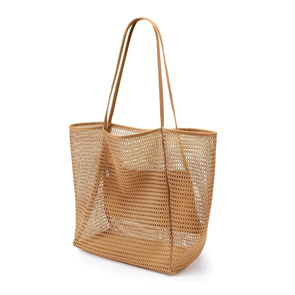Large Foldable Mesh Beach Bag – Women's Shoulder Tote