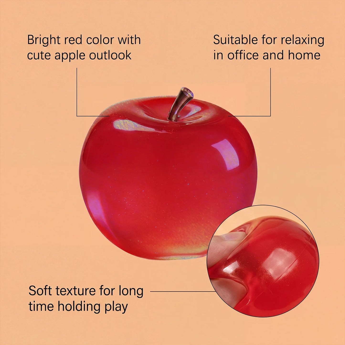 Apple Squishy Squeeze Ball – Soft TPR Fidget Sensory Toy