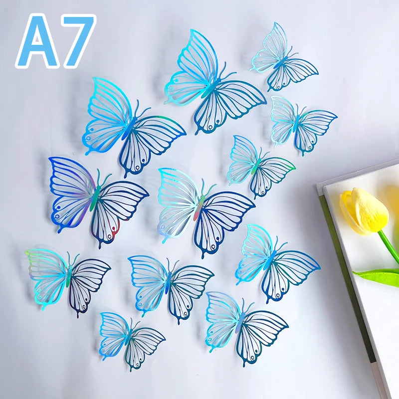 3D Butterfly Wall Stickers 12-Pack | Hollow Carving Home Decor