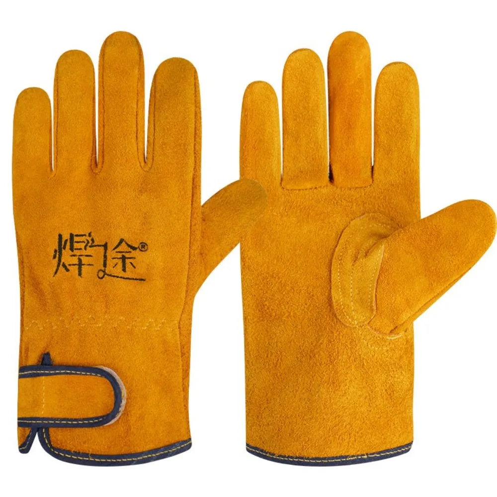 1Pair Breathable Welding Gloves Cowhide Heat-insulating Labor Protection Gloves Wear Resistant Thickened Welder Gloves Adult Peaceful Pleasures Health and Wellness StyleB