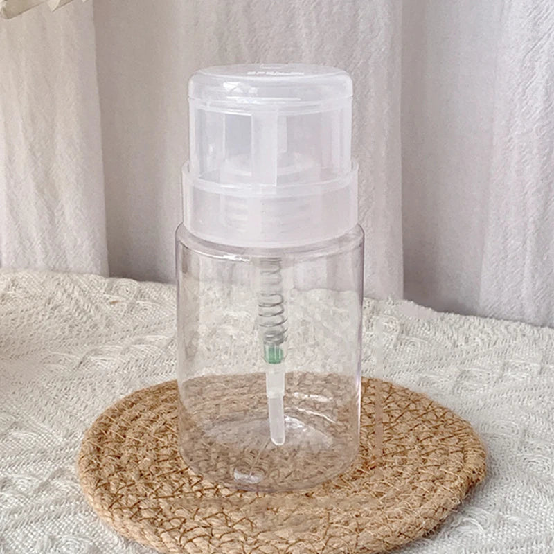 Nail Refillable Bottles Empty Press Pump Dispenser Nail Art Polish Remover Cleaner Makeup Bottle Manicure Tool Peaceful Pleasures Health and Wellness Transparent