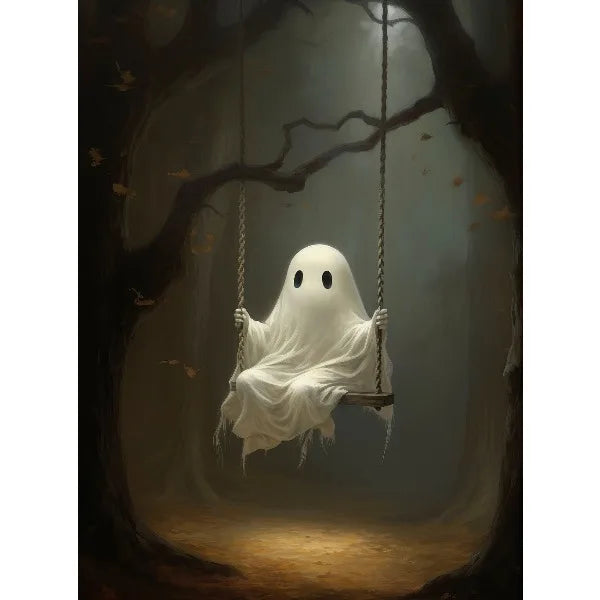 Vintage Spooky Halloween Prints Poster Dark Ghost Pumpkin Autumn Canvas Painting Moody Wall Art Gallery Living Room Home Deco Peaceful Pleasures Health and Wellness