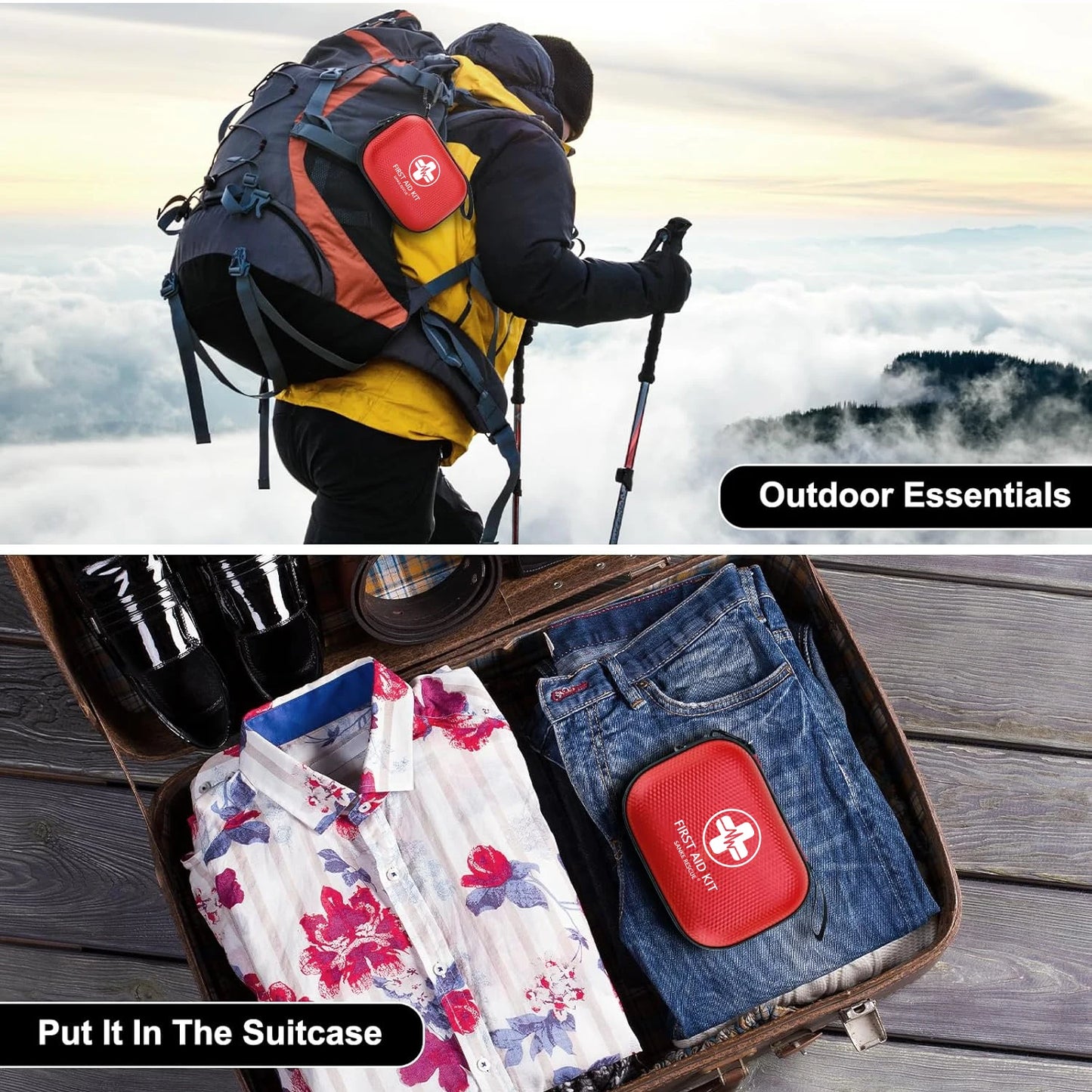 150 Piece Mini First Aid Kit Small Waterproof Hard Shell Medical Kit for Home Car Travel Camping Truck Hiking Sports Office Peaceful Pleasures Health and Wellness