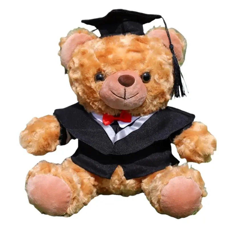 Graduation Plush Bear with Cap & Gown | 10.6" Stuffed Toy Graduation Plush Bear Peaceful Pleasures Health and Wellness Gray collar CN