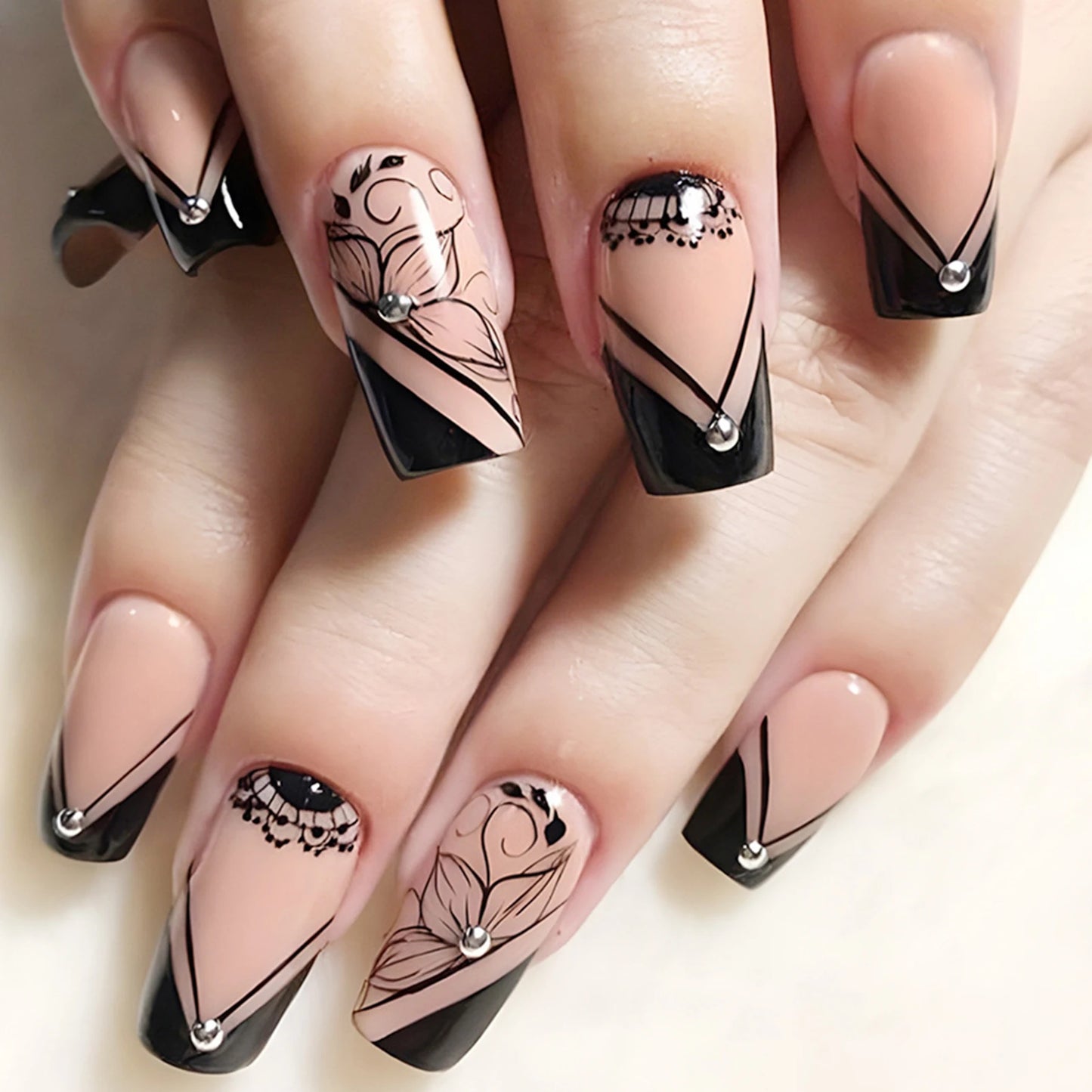 24pcs Glossy Red Press on Nails with White flowers Decor Coffin Head Fake Nails Full Cover Wearable Sweet Korean False Nails Peaceful Pleasures Health and Wellness style 9