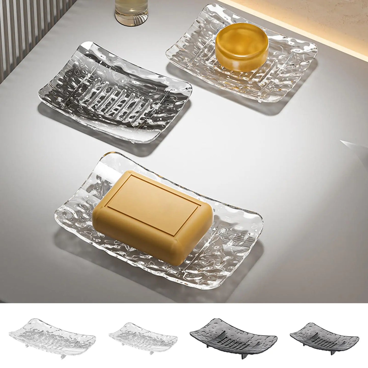 Clear Plastic Soap Dish with Drain Holes | S & L Sizes