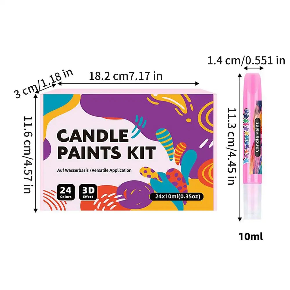 24pcs Candle Paint Pen Kit, Fabric Decorating, Creative Hobbyists Craft Activities Glass Vases Clothes T-Shirts Art Project Peaceful Pleasures Health and Wellness 1 set