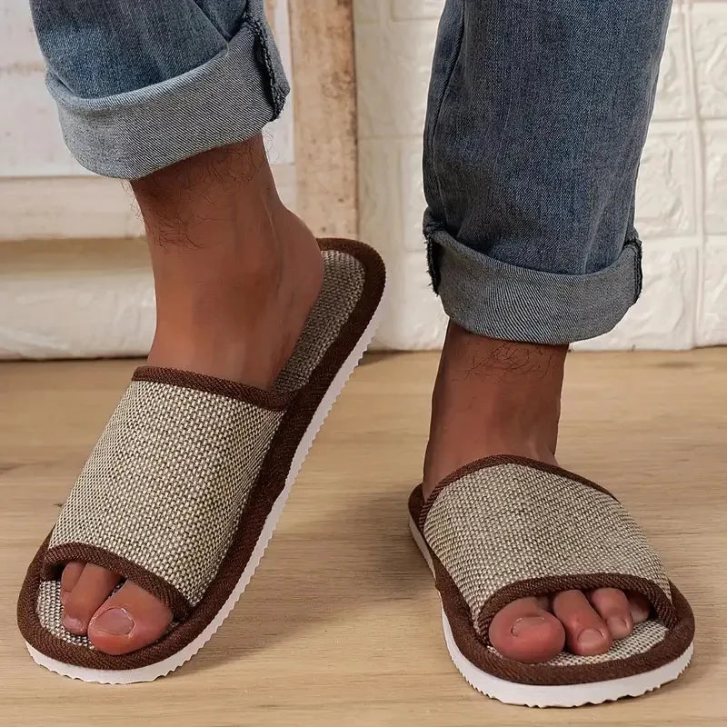 Hemp Linen Indoor Slippers | Anti-Slip House Shoes for Men & Women