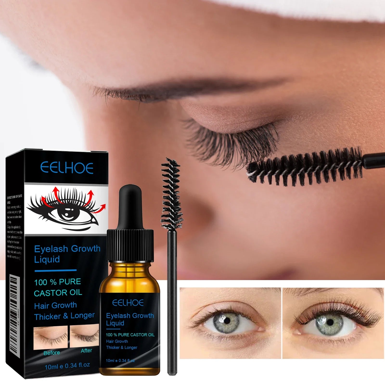 Castor Oil Eyebrow & Eyelash Growth Serum | 10ml Peaceful Pleasures Health and Wellness