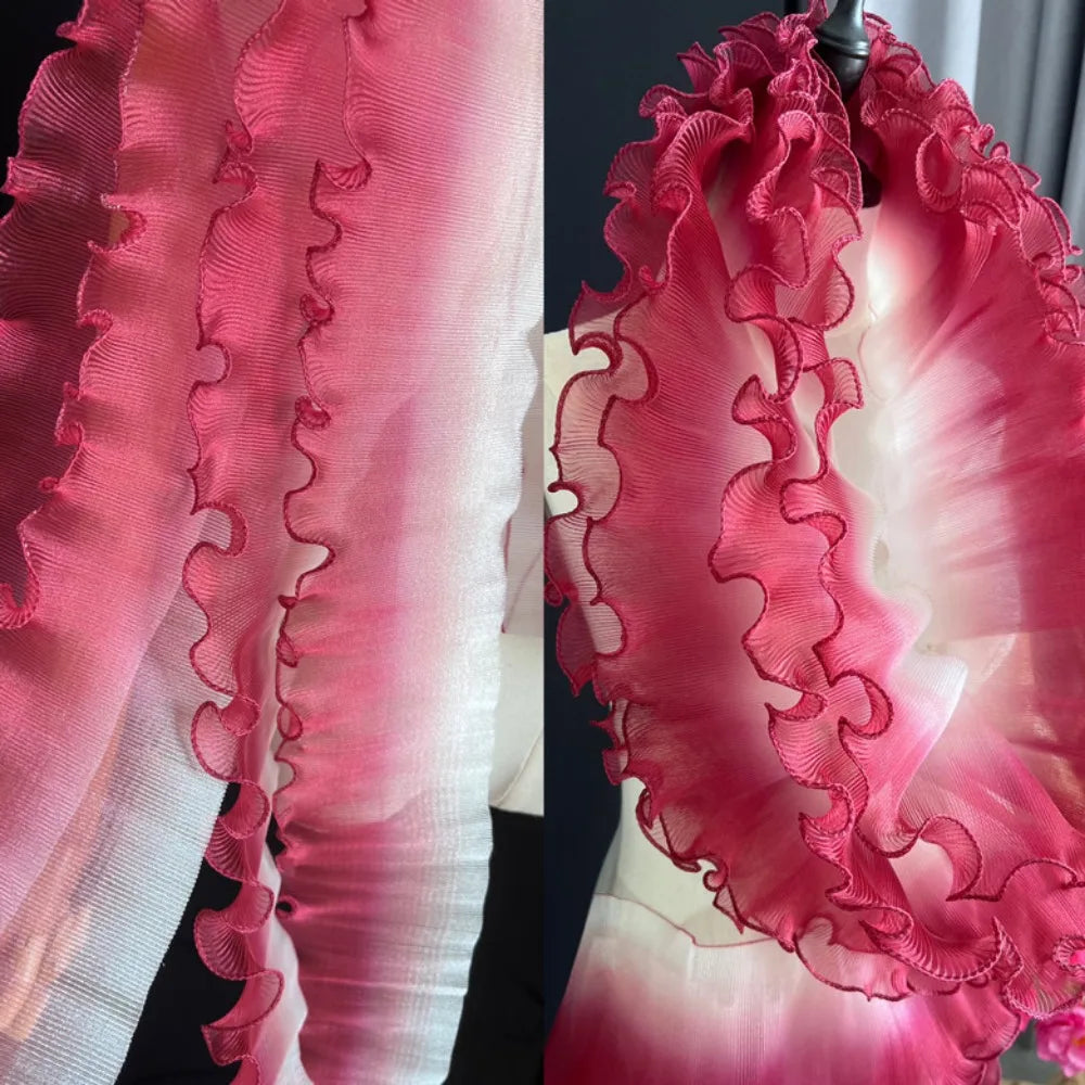 2-Yard Flounce Wave Lace Fabric – 12cm Gradient Mesh Organza