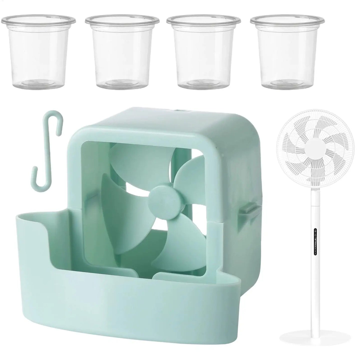 Portable Fan Ice Mist Cooler Punch free Fan Cooler Hangable Hold Ice Box Ice Box Attachment Fan Accessories for Home Office Peaceful Pleasures Health and Wellness