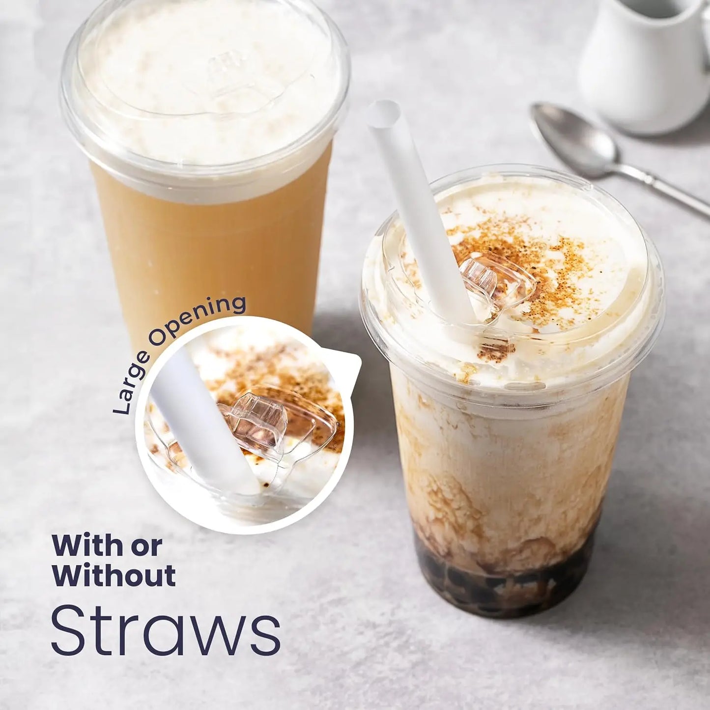 12/16/20/24oz Clear Plastic Cup with Lids 50 Set Disposable Cups for Iced Coffee or Juice Party Smoothie Milkshake Cold Drinks Peaceful Pleasures Health and Wellness