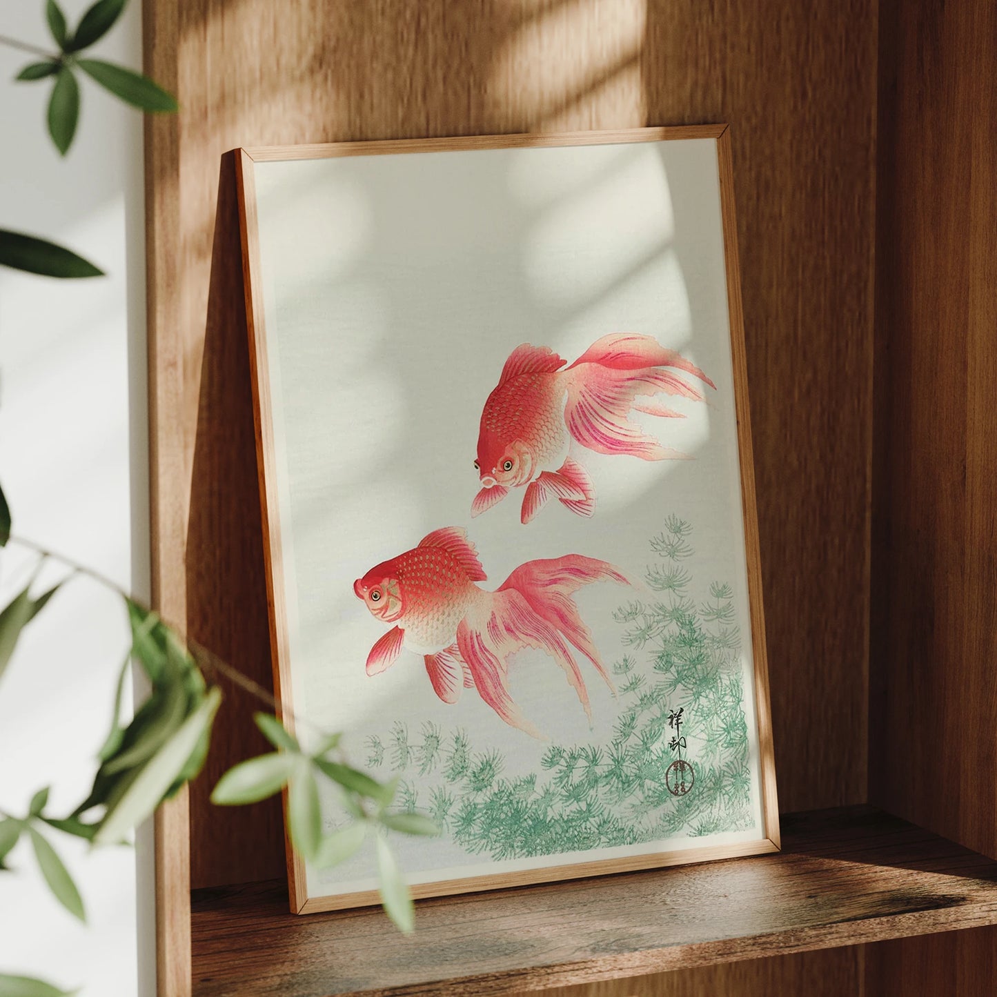 Japanese Goldfish Canvas Wall Art | Minimalist Poster Print