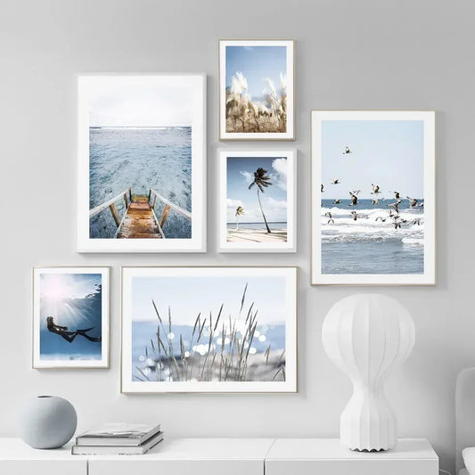 Beach Canvas Wall Art – Waves, Sea Turtles & Coconut Trees Canvas Wall Art Peaceful Pleasures Health and Wellness