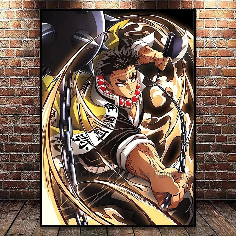 Japanese Anime Demon Slayer Wall Art Poster Nezuko and Tanjiro Home Decor Prints Living Room Bedroom Canvas Painting Mural Gifts Peaceful Pleasures Health and Wellness C1-99-5 20x30cm