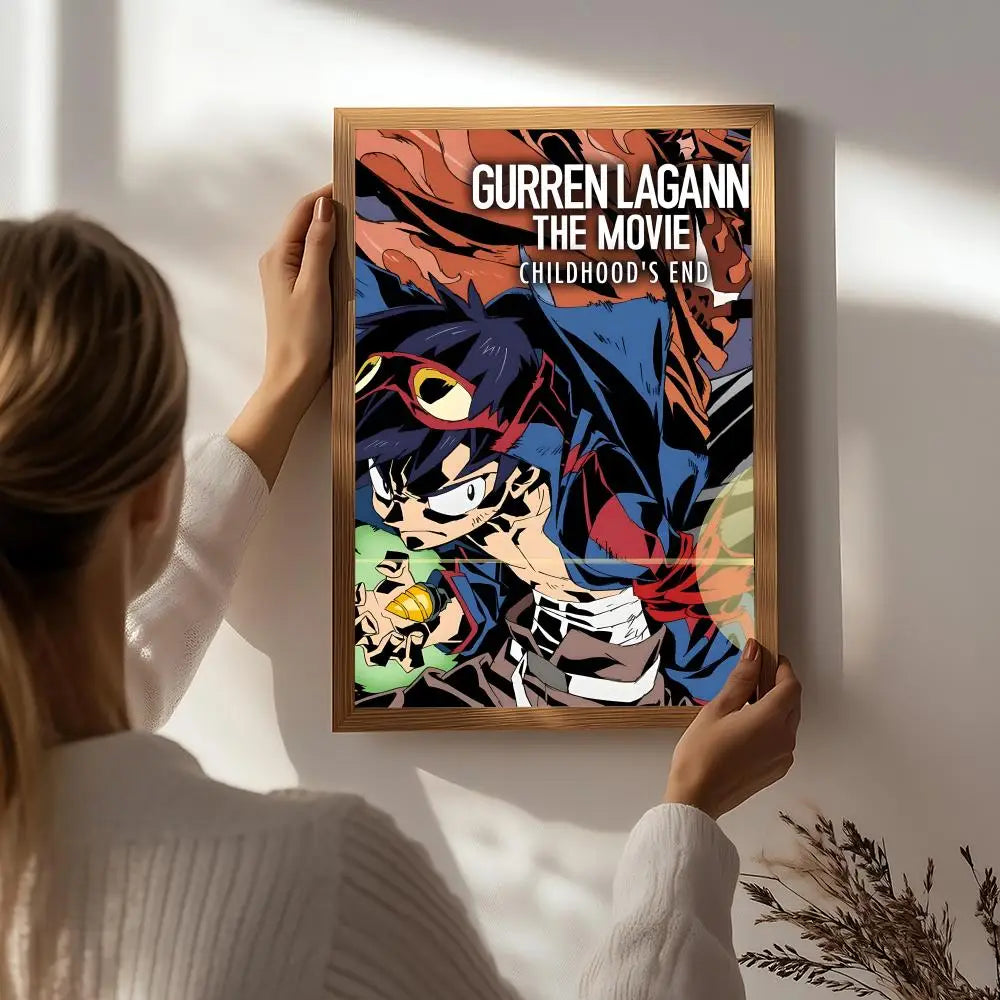 Anime G-Gurren Lagann Poster HD Self Adhesive Waterproof Wall Art Ideal for Home Office Dorm Bedroom Great Gift Peaceful Pleasures Health and Wellness White5 50X70cmNoframe