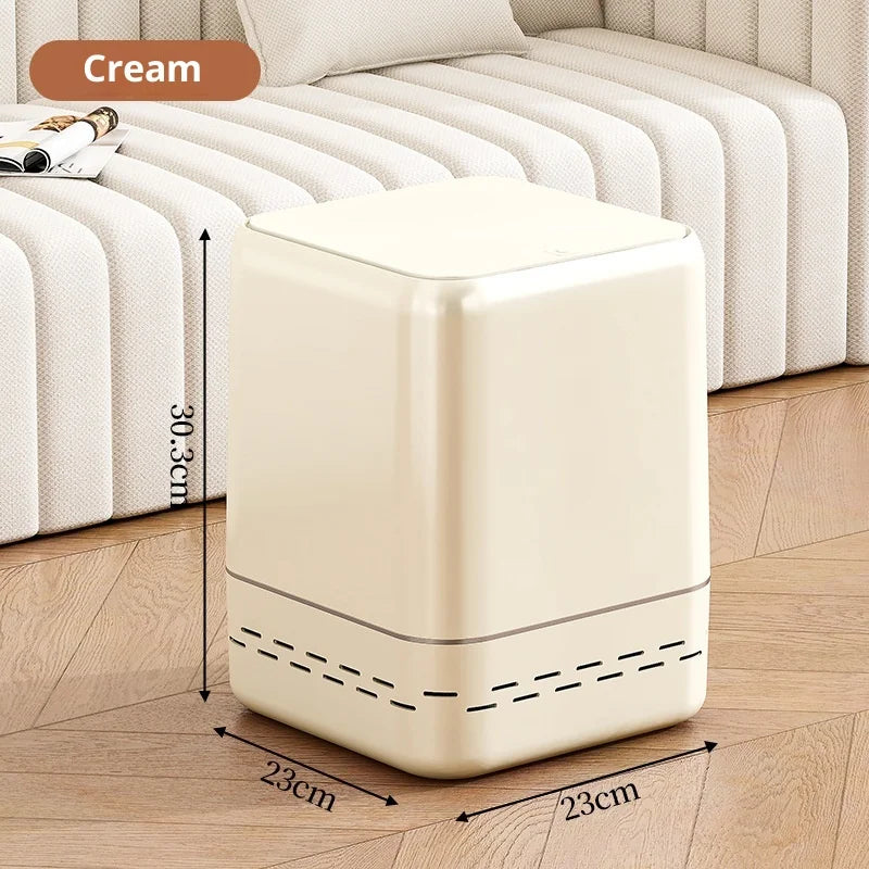 Premium Multi-Function Large Capacity Press-Lid Trash Can with Elegant Design for Kitchen & Bathroom - Space-Saving Storage Bin Peaceful Pleasures Health and Wellness Cream