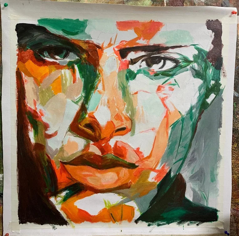 Canvas Painting Paintings For Living Room Wall Fashion Home Wall Art Hand-painted Knife Painted Face Peaceful Pleasures Health and Wellness