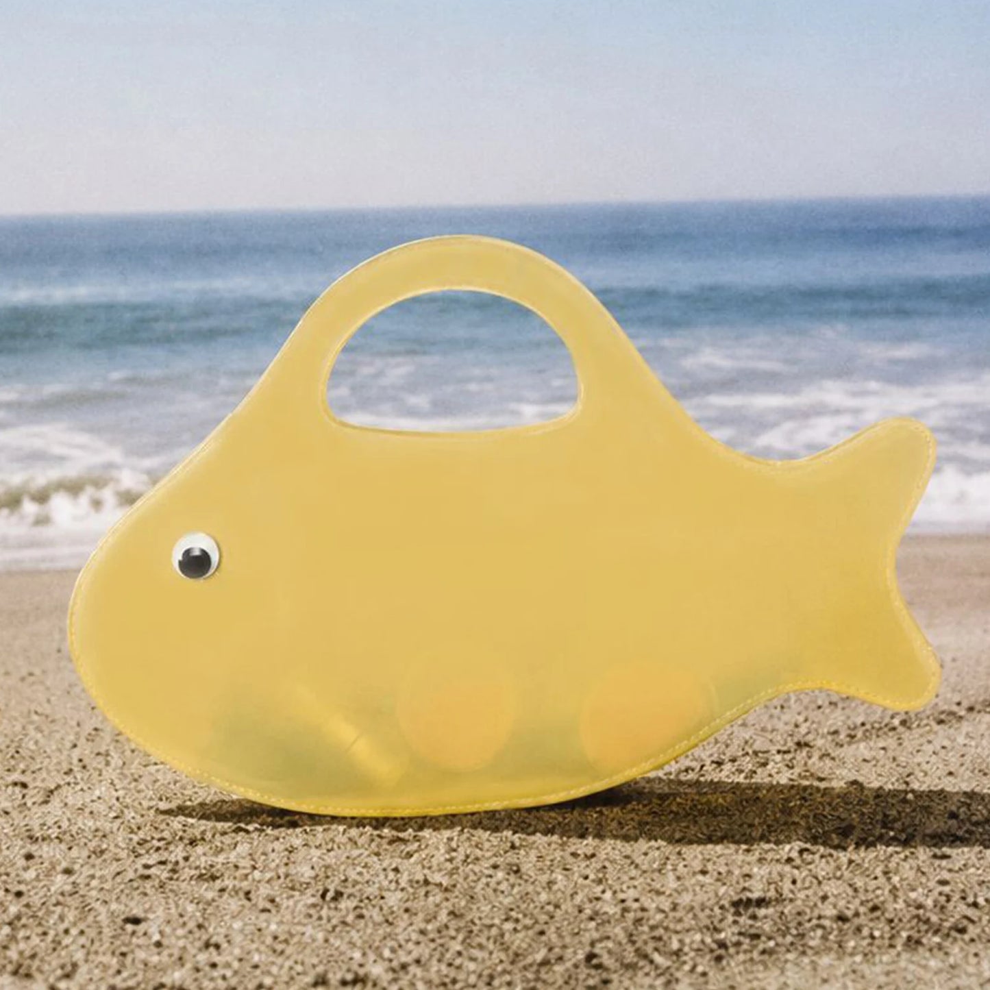 Funny Fish-Shape Clutch Purse Large Capacity Cute Solid Color Tote Handbag Transparent Lightweight Commute Clear Jelly Pack Peaceful Pleasures Health and Wellness Yellow