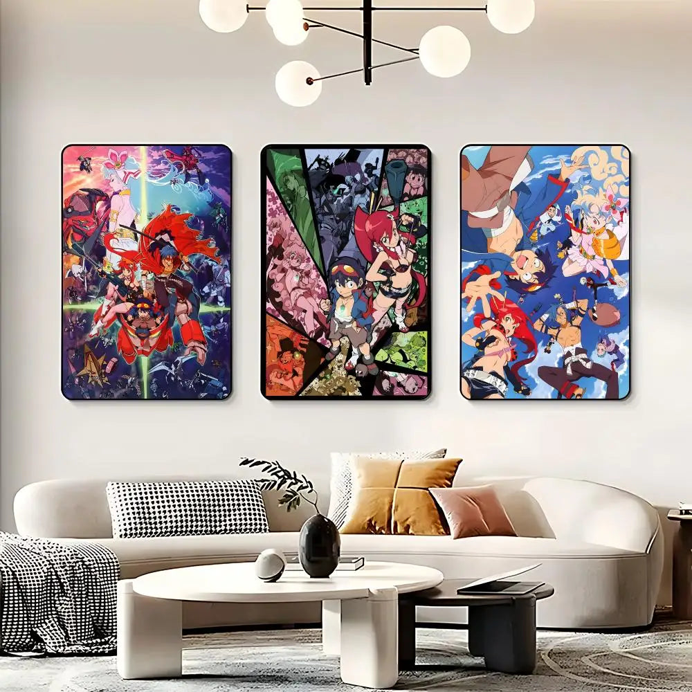 Anime G-Gurren Lagann Poster HD Self Adhesive Waterproof Wall Art Ideal for Home Office Dorm Bedroom Great Gift Peaceful Pleasures Health and Wellness
