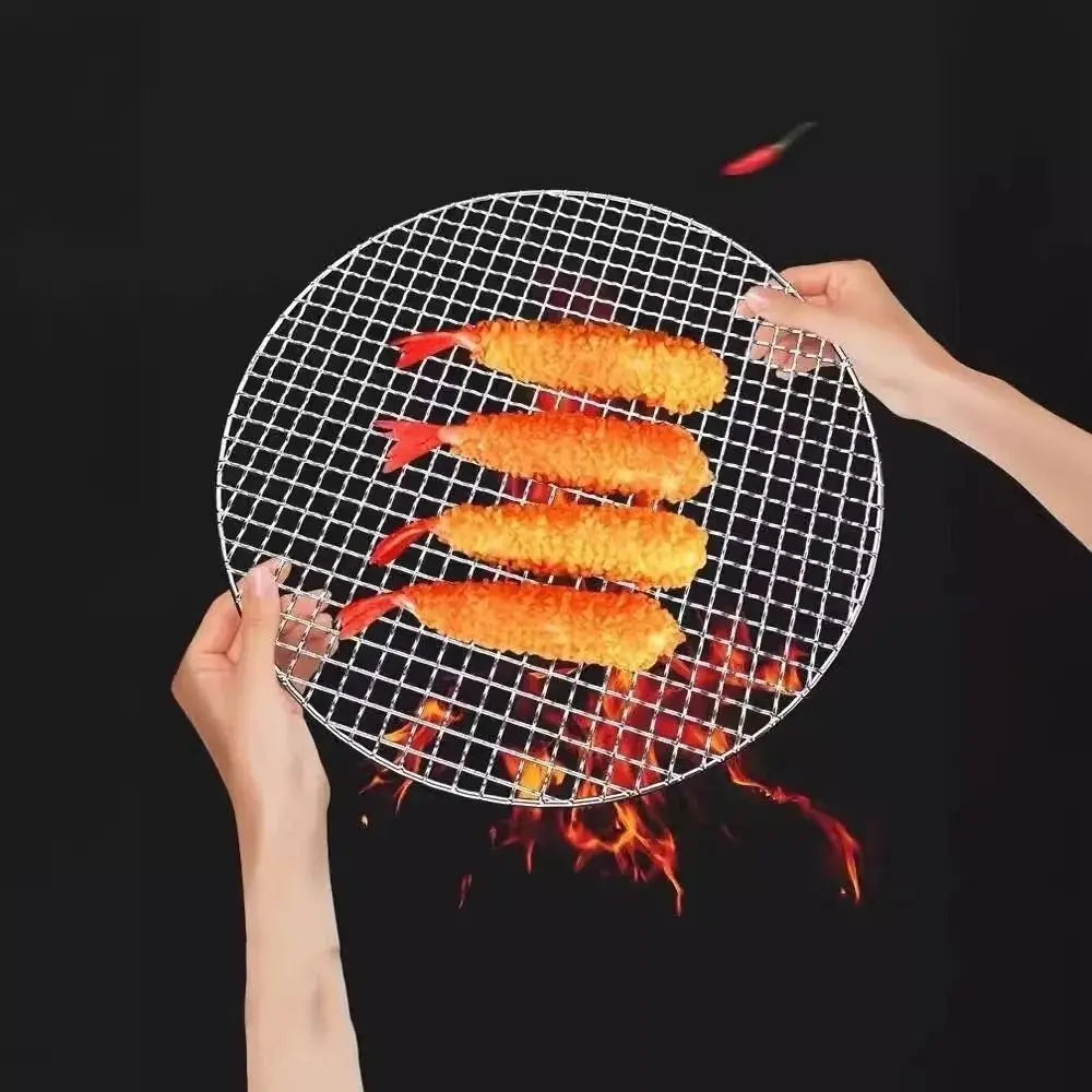 Stainless Steel Tempura Frying Net | Round BBQ Draining Net