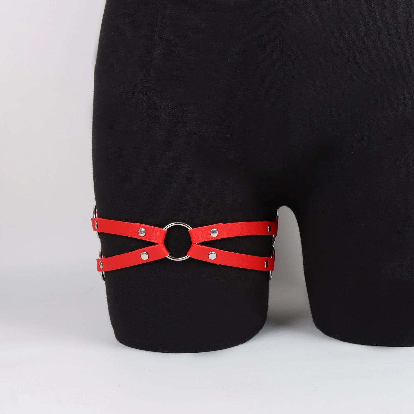 Sexy Rock Round Ring Loop Elastic X Shape Leather Belt Leg