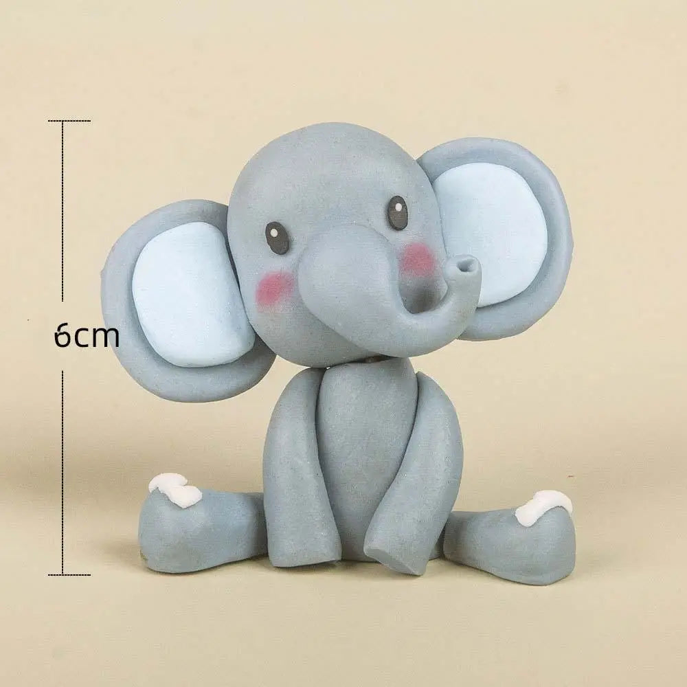 3D Jungle Animal Cake Toppers – Lion, Elephant, Giraffe & Monkey
