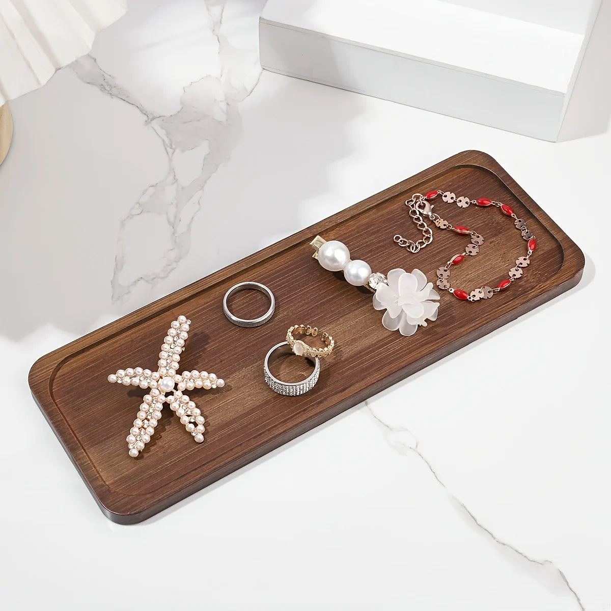 Bamboo Vanity Tray – Bathroom Counter Organizer for Soap, Perfume, Candles & Jewelry