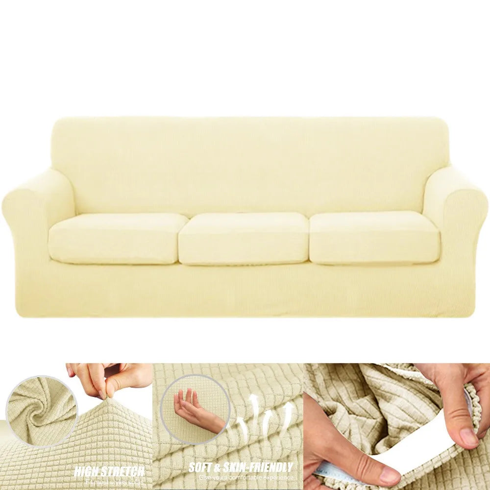 2/3/4/5 Piece Sofa Covers for 1/2/3/4 Cushion Couch Slipcover Soft Stretch Furniture Covers for Dogs Non Slip Sofa Protector Peaceful Pleasures Health and Wellness Beige For 2 Cushion Sofa