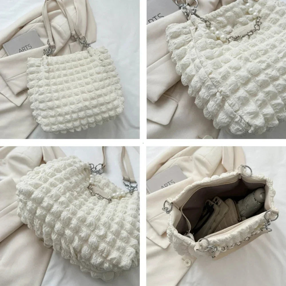 Underarm Pleated Bubble Single-shoulder Bag for Women Large-capacity Casual and Stylish Tote Bag Fashionable Women's Handbags Peaceful Pleasures Health and Wellness