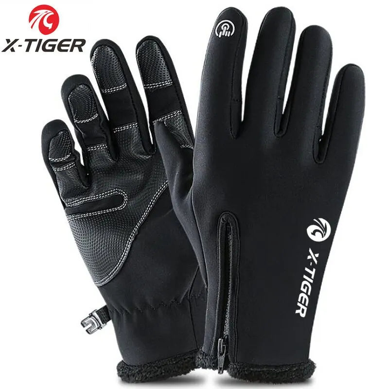 X-TIGER Winter Cycling Gloves – Full Finger, Fleece & Touch Screen