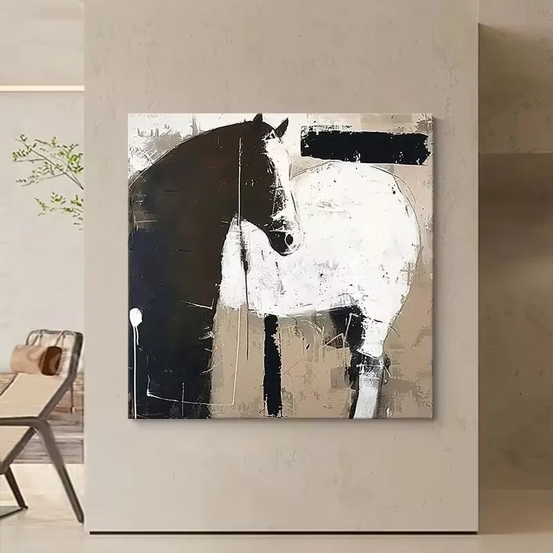 Morden Abstract Animal Horse Wall Picture For Home Decor Hand Painted Oil Painting On Canvas Hanging Poster For Living Room Peaceful Pleasures Health and Wellness