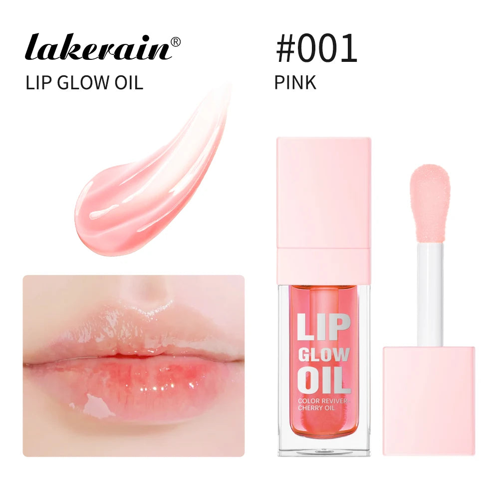 Crystal Lip Glow Oil Cherry Pink Lips Plumper Gloss Hydrating Plumping Lips Coat Tinted Lip Plumper Serum Lips Glow Oil Makeup Peaceful Pleasures Health and Wellness 001 PINK