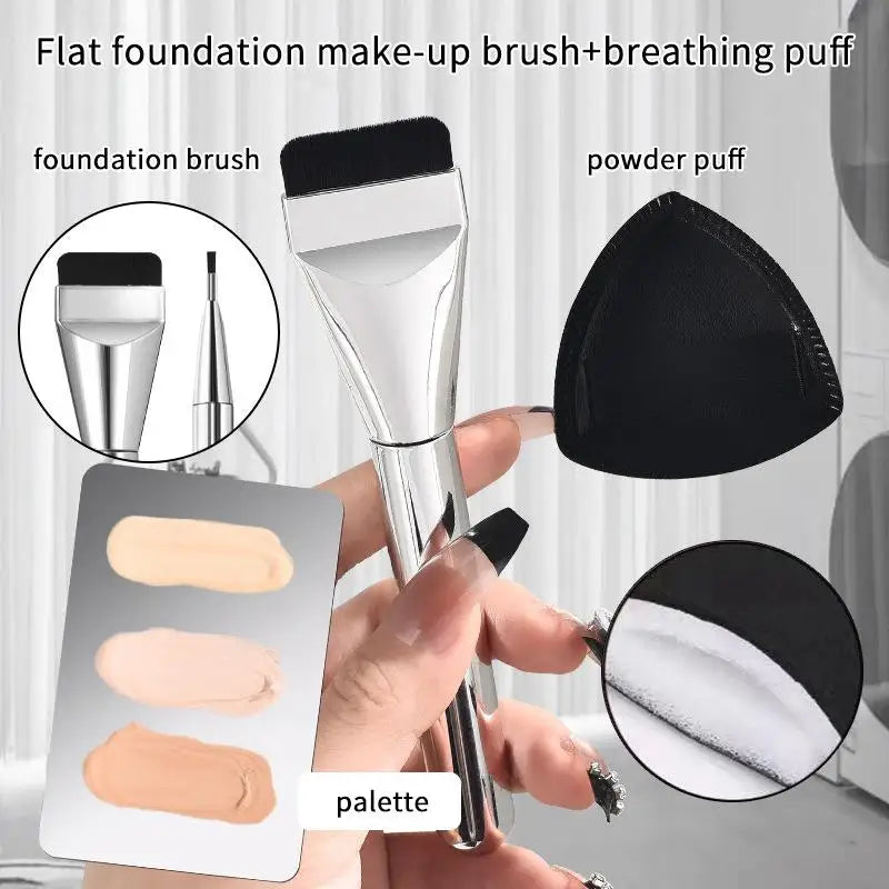 1/3/4pcs Foundation Makeup Tools Kit Foundation Brush Powder Puff And Cream Palette Portable Makeup Tool For Travel Daily Peaceful Pleasures Health and Wellness