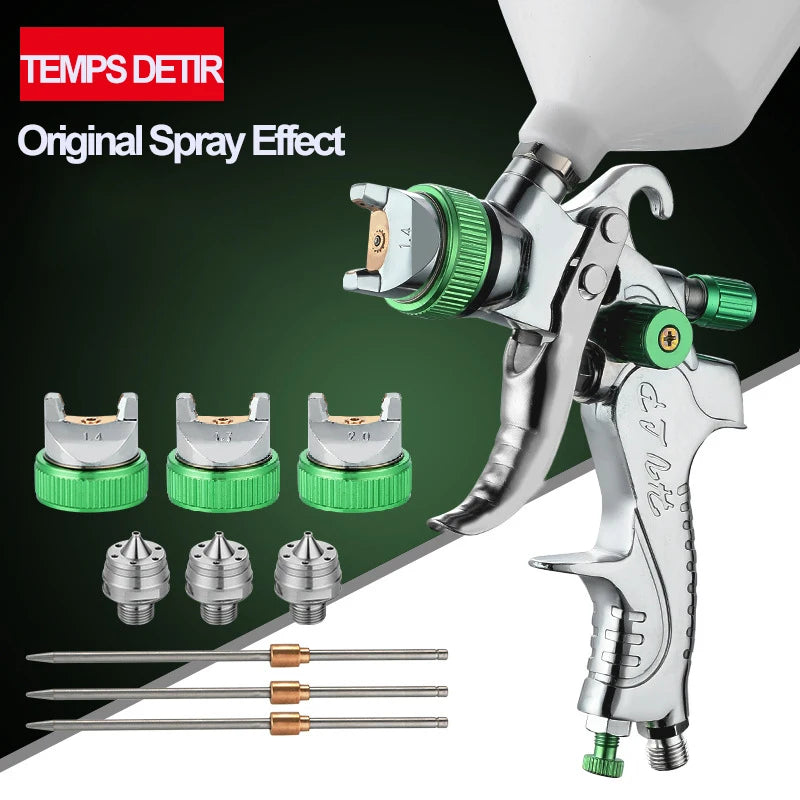 HVLP Spray Gun Adjustable Metal Atomizing Spray Gun for Painting Aerograph Cars Tool Flow Control Sprayer Paint Airbrush Set Peaceful Pleasures Health and Wellness