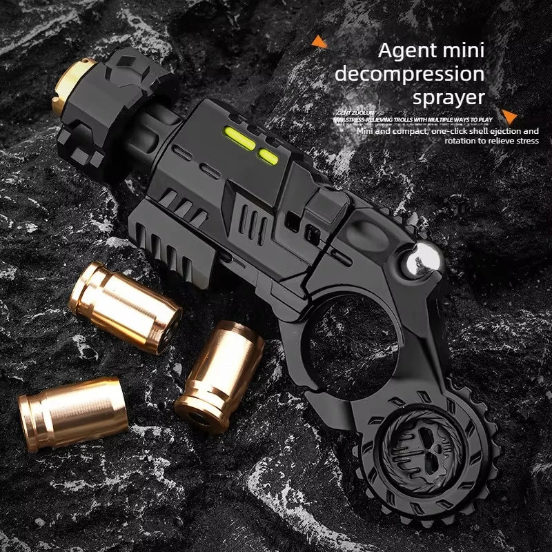 Mini Metal EDC Pistol Fidget Toy Ejecting Roller Spinner Mechanical Slider Ratchet Wheel Ring Stress Relief for Adults Peaceful Pleasures Health and Wellness
