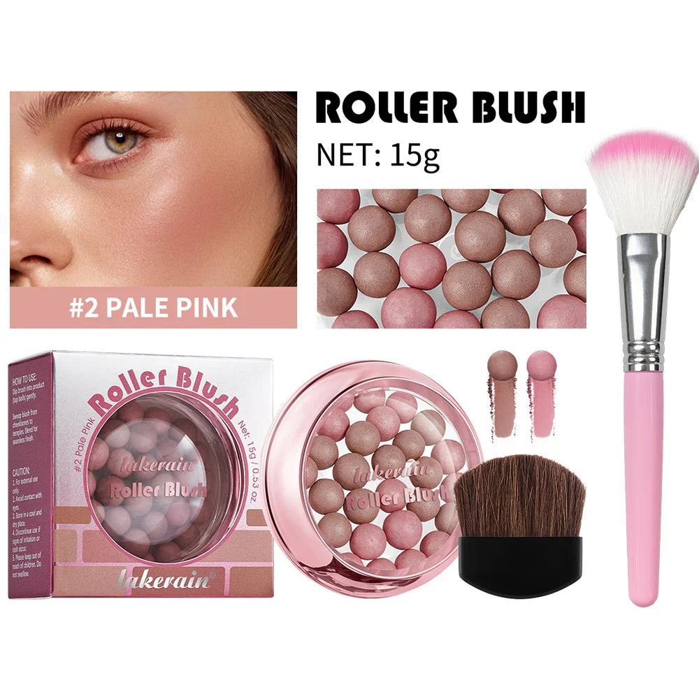 Roll-On Shimmer Blush with Brush – Lightweight, Long-Lasting