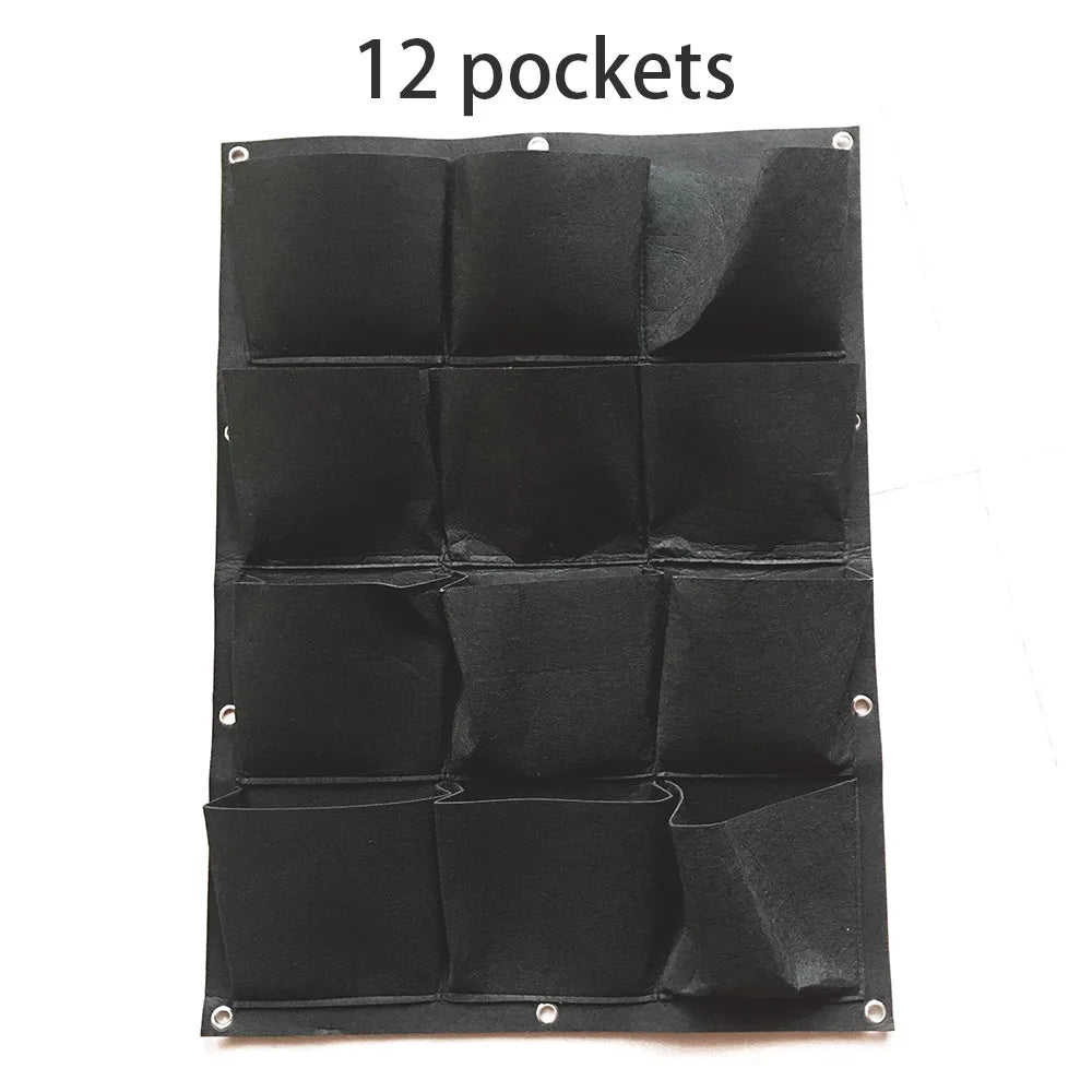 Vertical Wall Hanging Felt Planter Bag | Multi-Pocket Grow Bag
