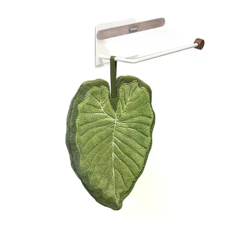 Leaf Hanging Hand Towel | Absorbent Coral Fleece Kitchen & Bath