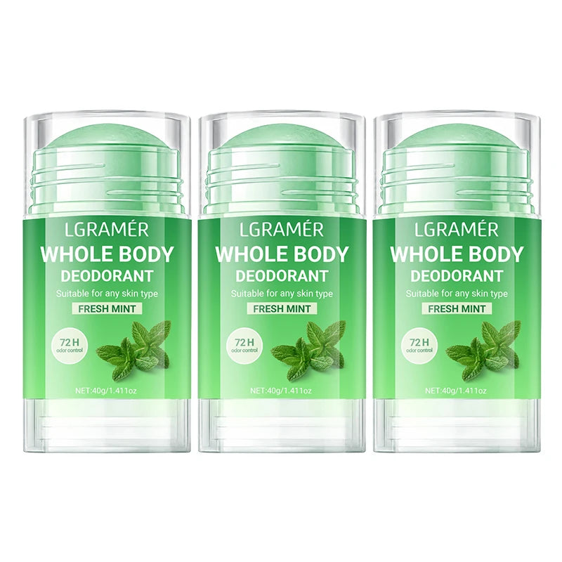 Natural Mint Whole Body Deodorant Stick,72H Odor Control,Skin-friendly,Gentle Long Lasting Underarm & Body Freshness Stick 40g Peaceful Pleasures Health and Wellness 40g-3pcs