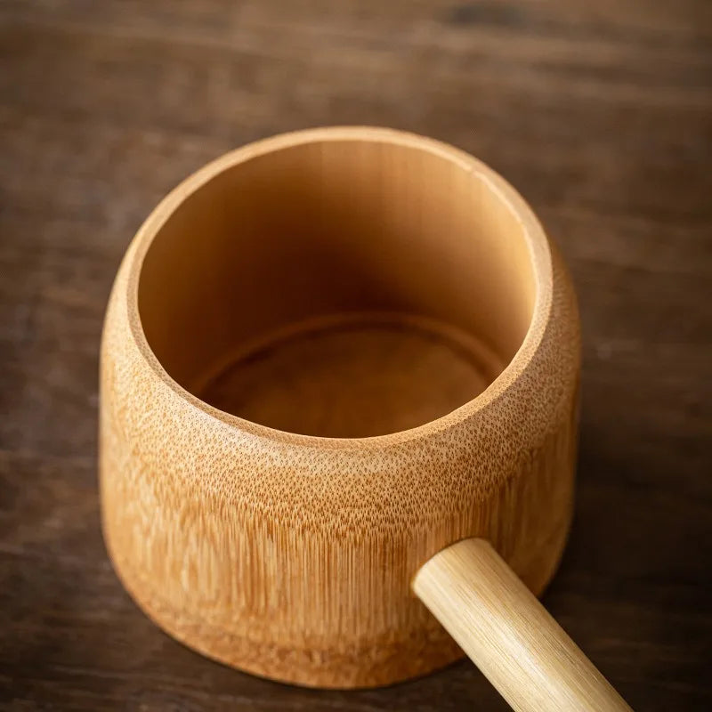 Japanese-Style Bamboo Water Ladle & Soup Serving Spoon – 400ml Multi-Use Ladle for Kitchen, Tea, Bath & Sauna