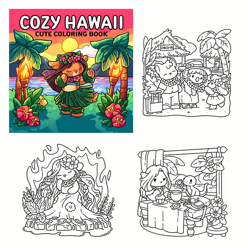 Hawaiian Coloring Book Creative Cute Students Can Decompress Draw
