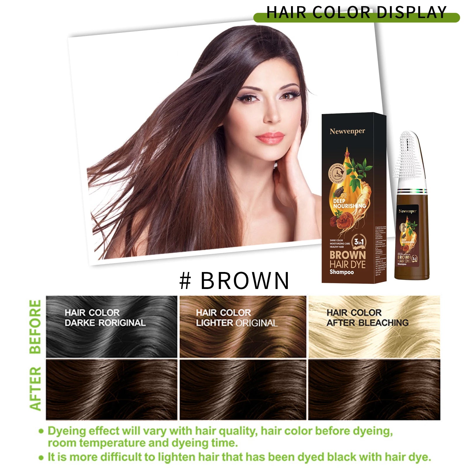 2 Pcs Unisex Hair Dye Shampoo with Hair Brush Peaceful Pleasures Health and Wellness