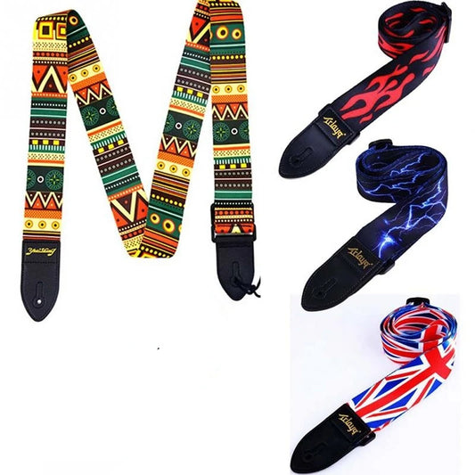 Guitar Strap Multi-color Belts Adjustable Colorful Printing Nylon Peaceful Pleasures Health and Wellness