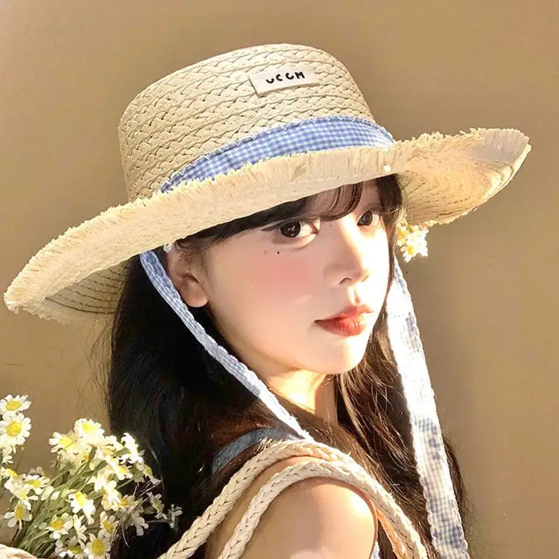 Women's Foldable Straw Sun Hat – Large Brim UV Protection