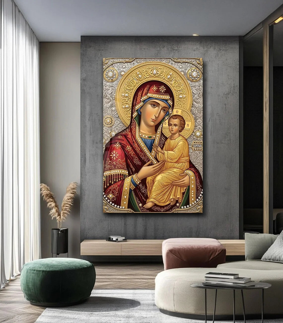 Russian Orthodox Icon Picture Our Lady of Perpetual Help Wall Decor Mother Mary Icon Wall Art mary and Jesus Poster Mary Religio Peaceful Pleasures Health and Wellness WS12104-5 40x60cm Unframed